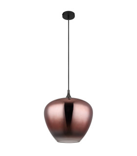 Maxy 40cm Dome Pendant Ceiling Light Matt Black Copper Glass Shade 1x E27-2
