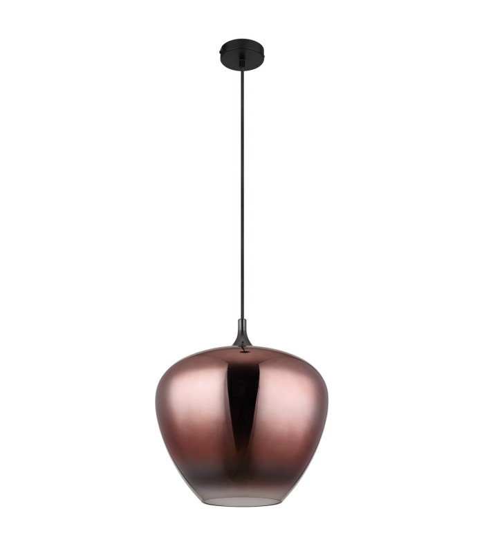 Maxy 40cm Dome Pendant Ceiling Light Matt Black Copper Glass Shade 1x E27-2