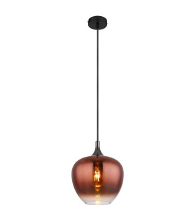 Maxy 24cm Dome Pendant Ceiling Light Matt Black Copper Glass Shade 1x E27-1