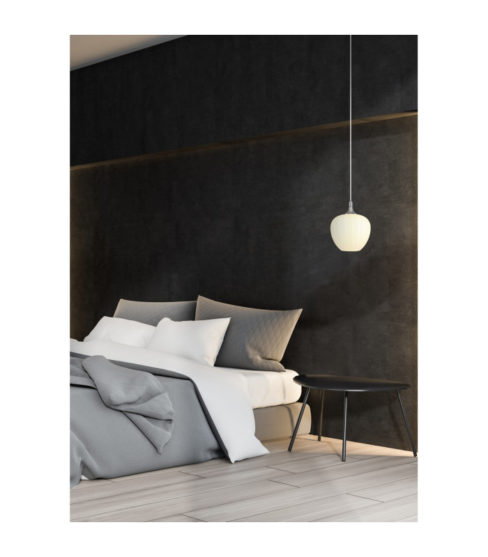 Maxy 24cm Dome Pendant Ceiling Light White Matt Opal Glass Shade 1x E27-5