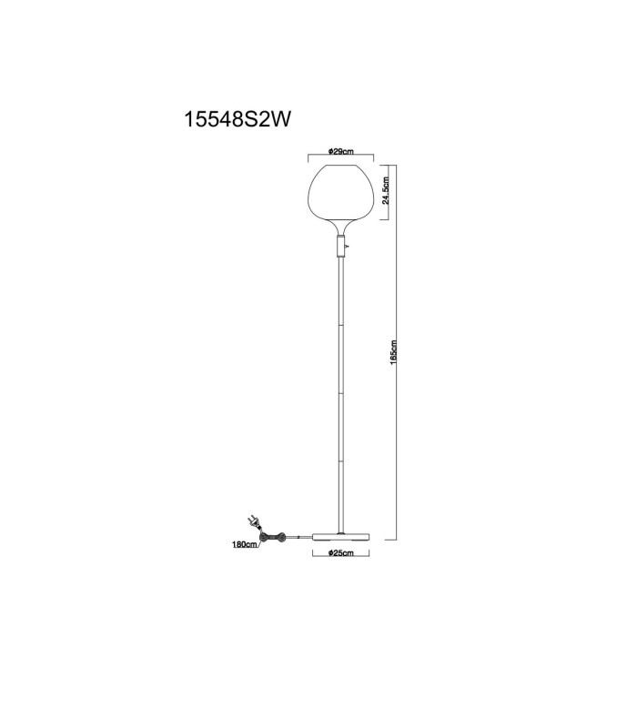Maxy Glass Floor Lamp White Matt Opal Glass Shade 1x E27-6