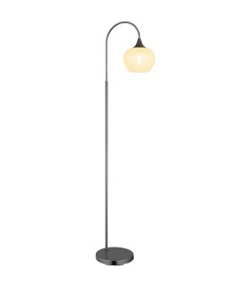 Maxy Arc Glass Floor Lamp Gunmetal Clear Glass Shade 1x E27-1