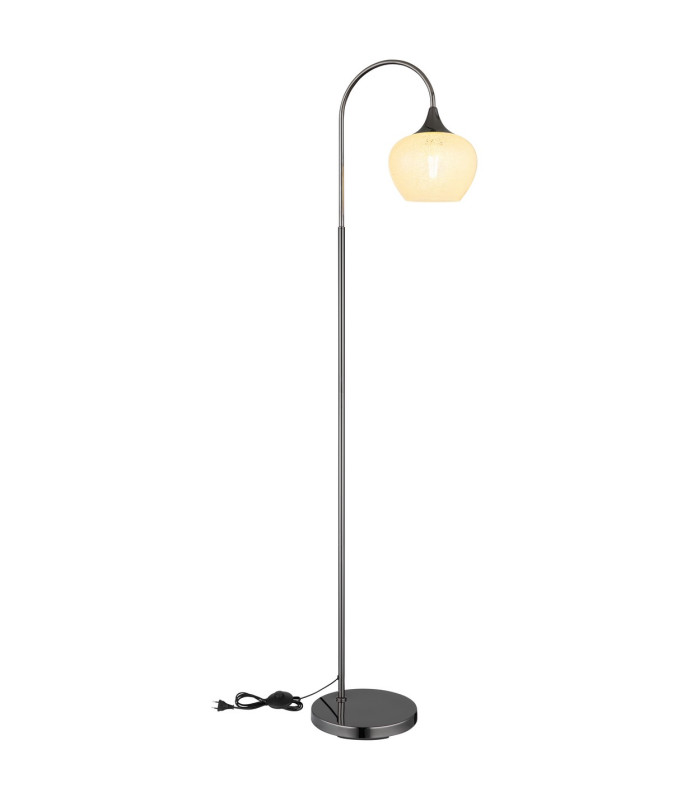 Maxy Arc Glass Floor Lamp Gunmetal Clear Glass Shade 1x E27-5