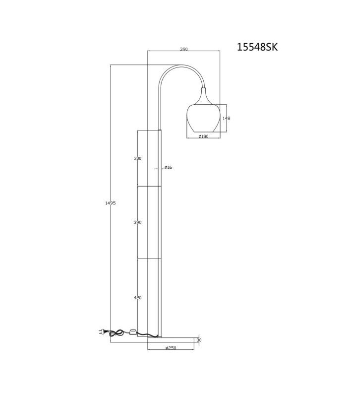 Maxy Arc Glass Floor Lamp Gunmetal Clear Glass Shade 1x E27-7