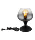 Maxy Bedside Table Lamp Matt Black Smoke Glass Shade 1x E27-3