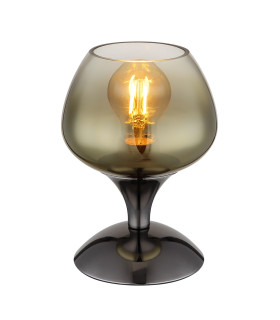 Maxy Bedside Table Lamp Gunmetal Gold Colors Glass Shade 1x E27-1
