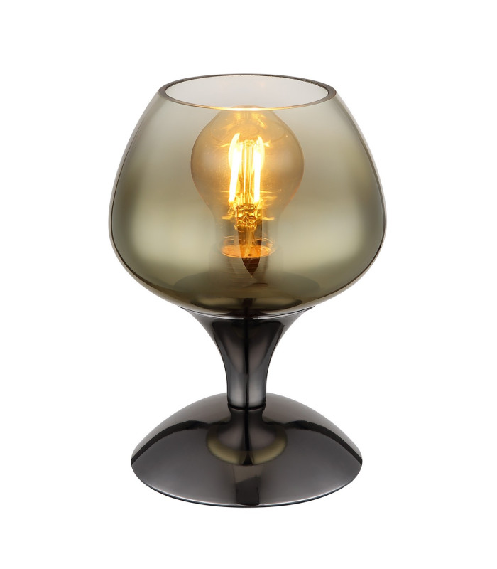 Maxy Bedside Table Lamp Gunmetal Gold Colors Glass Shade 1x E27-1