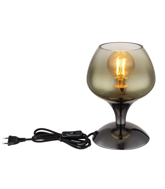 Maxy Bedside Table Lamp Gunmetal Gold Colors Glass Shade 1x E27-3
