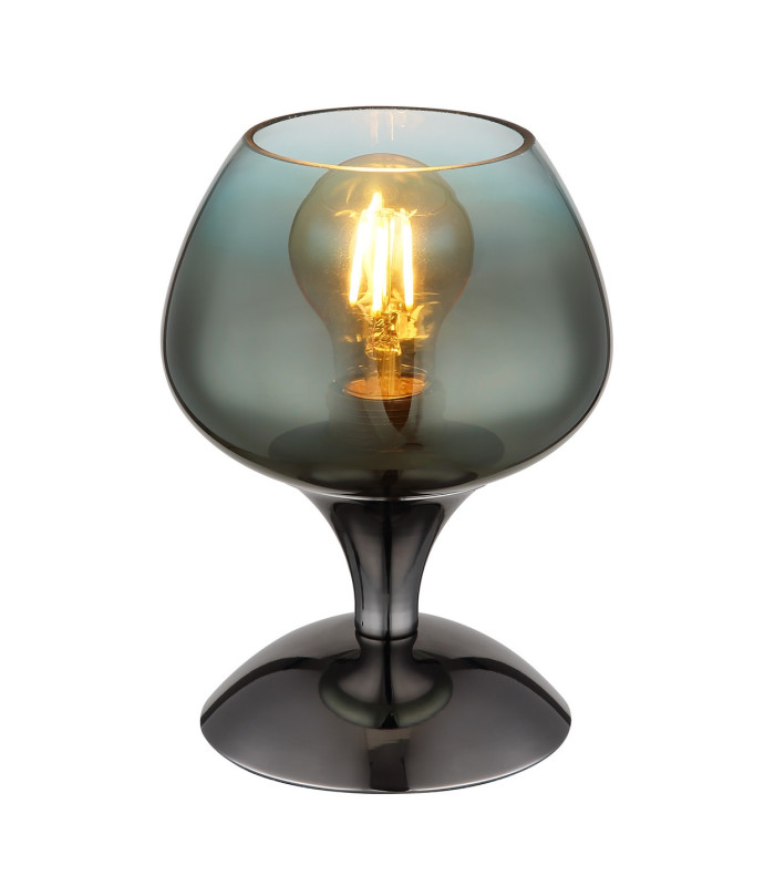 Maxy Bedside Table Lamp Gunmetal Green Glass Shade 1x E27-1