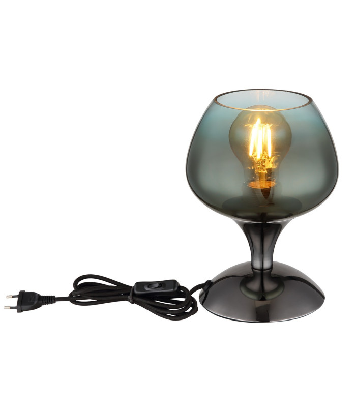 Maxy Bedside Table Lamp Gunmetal Green Glass Shade 1x E27-3