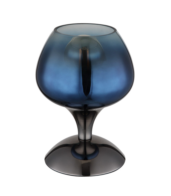 Maxy Bedside Table Lamp Gunmetal Blue Glass Shade 1x E27-2