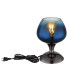 Maxy Bedside Table Lamp Gunmetal Blue Glass Shade 1x E27-3