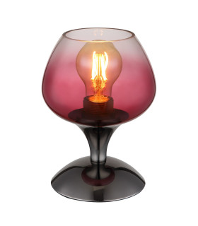 Maxy Bedside Table Lamp Gunmetal Blackberry Glass Shade 1x E27-1