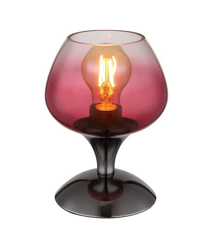 Maxy Bedside Table Lamp Gunmetal Blackberry Glass Shade 1x E27-1