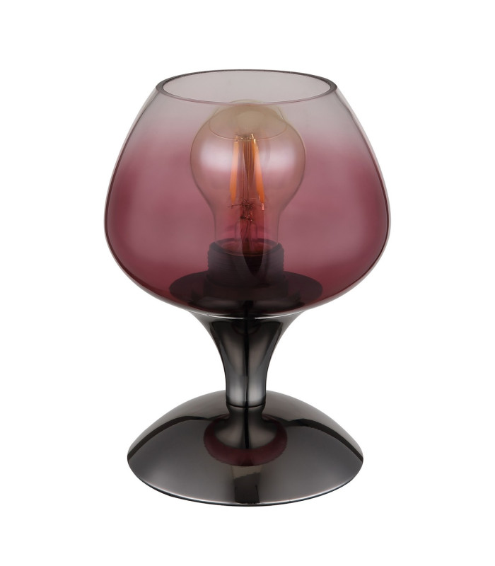Maxy Bedside Table Lamp Gunmetal Blackberry Glass Shade 1x E27-2