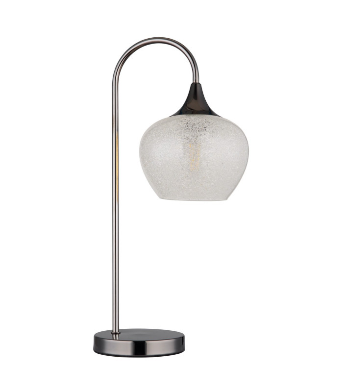 Maxy Bedside Table Lamp Gunmetal Clear Glass Shade 1x E27-2
