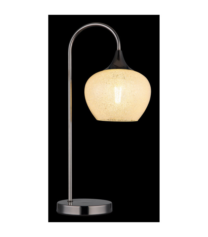 Maxy Bedside Table Lamp Gunmetal Clear Glass Shade 1x E27-3