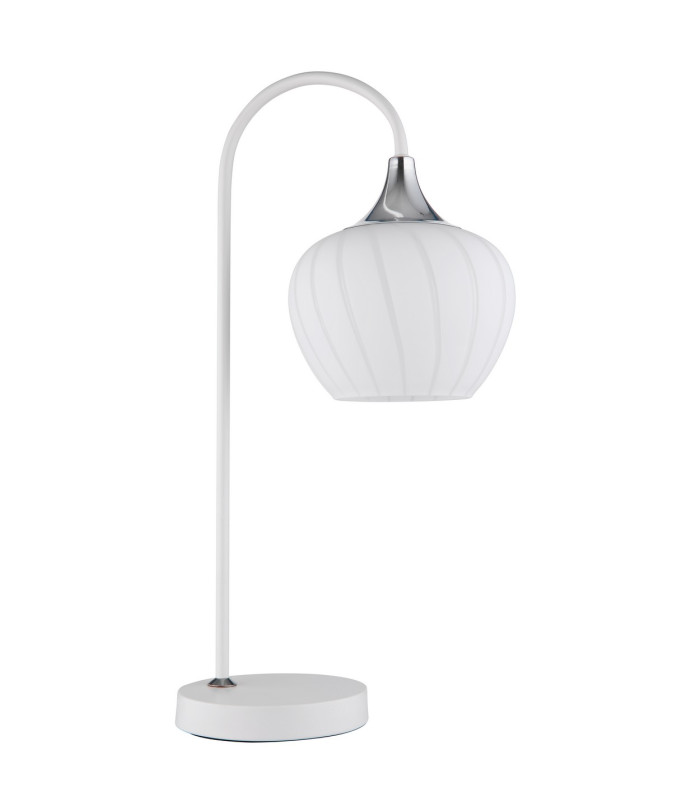 Maxy Arc Bedside Table Lamp White Matt Opal Glass Shade 1x E27-2