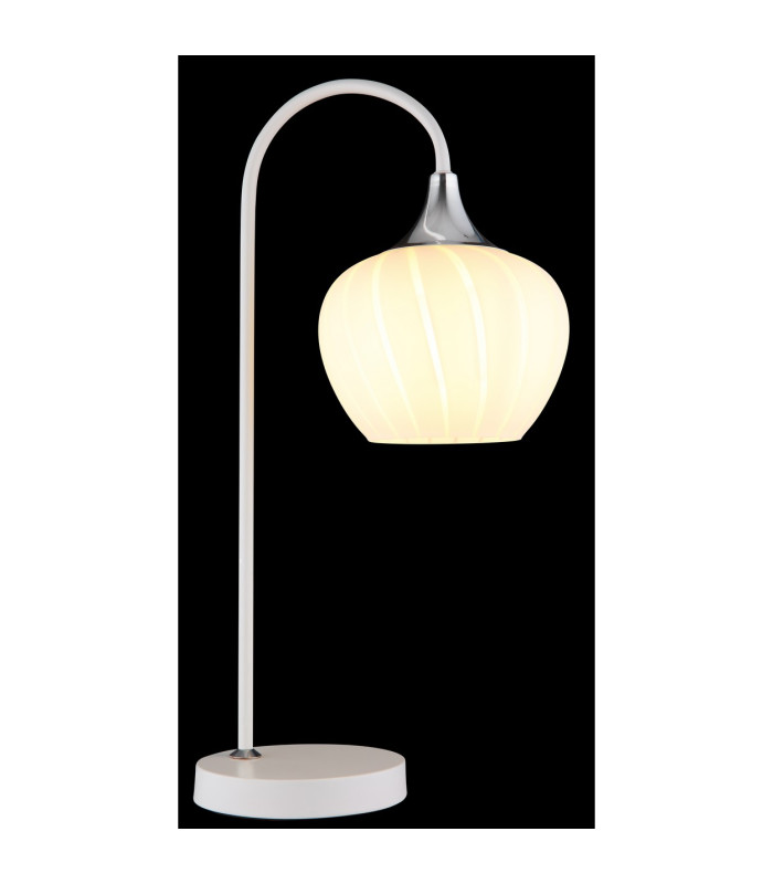 Maxy Arc Bedside Table Lamp White Matt Opal Glass Shade 1x E27-3