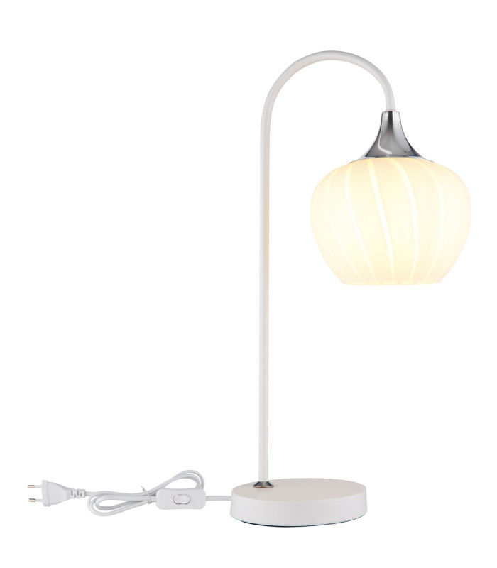 Maxy Arc Bedside Table Lamp White Matt Opal Glass Shade 1x E27-4