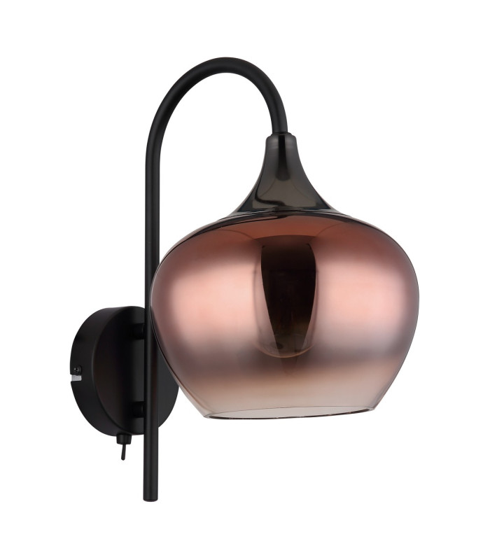 Maxy Dome Wall Lamp Matt Black Copper Glass Shade 1x E27-2