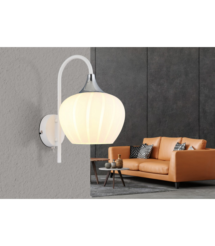 Maxy Dome Wall Lamp White Matt Opal Glass Shade 1x E27-6