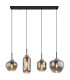 Matt Bar Pendant Ceiling Light Matt Black Smoke Glass Shade 4x E27-3