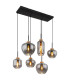 Matt Cluster Pendant Ceiling Light Matt Black Brown Smoke Glass Shade 6x E27-1