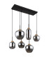 Matt Cluster Pendant Ceiling Light Matt Black Brown Smoke Glass Shade 6x E27-2