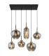 Matt Cluster Pendant Ceiling Light Matt Black Brown Smoke Glass Shade 6x E27-3