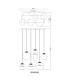Matt Cluster Pendant Ceiling Light Matt Black Brown Smoke Glass Shade 6x E27-6
