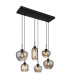 Matt Cluster Pendant Ceiling Light Matt Black Smoke Glass Shade 6x E27-1