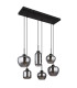 Matt Cluster Pendant Ceiling Light Matt Black Smoke Glass Shade 6x E27-2