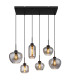 Matt Cluster Pendant Ceiling Light Matt Black Smoke Glass Shade 6x E27-3