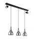 Mattea Bar Pendant Ceiling Light Matt Black Smoke Glass Shade 3x E27-2