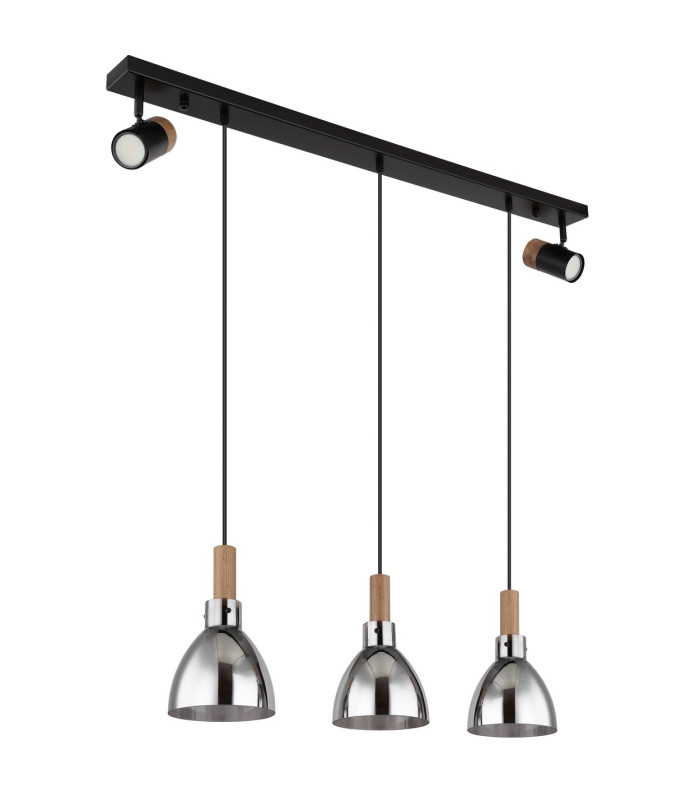 Mattea Bar Pendant Ceiling Light Matt Black Smoke Glass Shade 3x E27-2