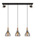 Mattea Bar Pendant Ceiling Light Matt Black Smoke Glass Shade 3x E27-3