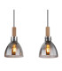 Mattea Bar Pendant Ceiling Light Matt Black Smoke Glass Shade 3x E27-4