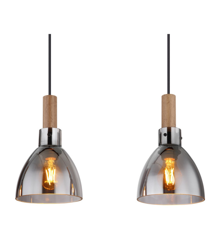 Mattea Bar Pendant Ceiling Light Matt Black Smoke Glass Shade 3x E27-4