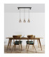 Mattea Bar Pendant Ceiling Light Matt Black Smoke Glass Shade 3x E27-5
