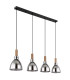 Mattea Bar Pendant Ceiling Light Matt Black Smoke Glass Shade 4x E27-2