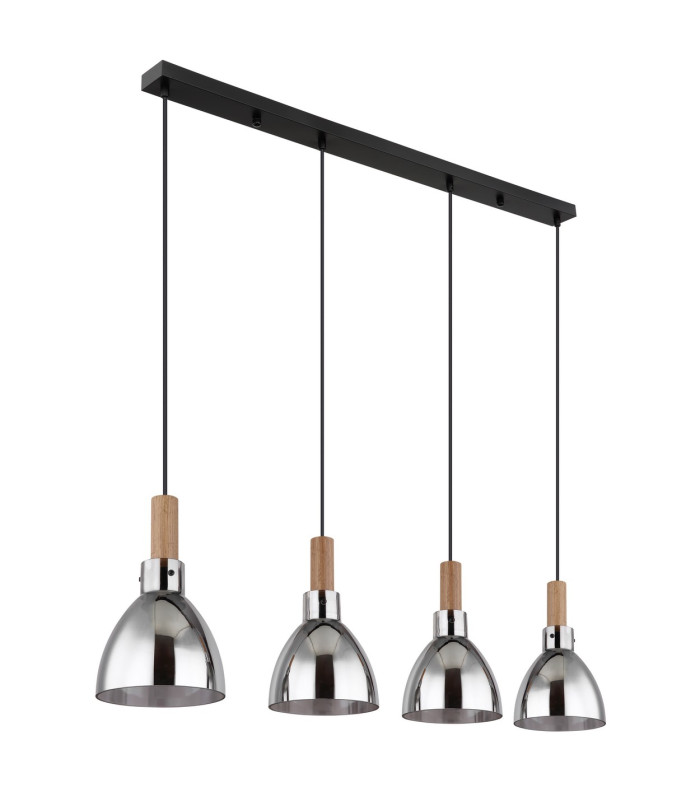 Mattea Bar Pendant Ceiling Light Matt Black Smoke Glass Shade 4x E27-2