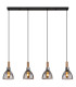 Mattea Bar Pendant Ceiling Light Matt Black Smoke Glass Shade 4x E27-3