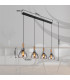 Mattea Bar Pendant Ceiling Light Matt Black Smoke Glass Shade 4x E27-6