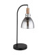 Mattea Bedside Table Lamp Matt Black Smoke Glass Shade 1x E27-2