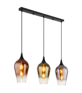 Lavus Bar Pendant Ceiling Light Matt Black Copper Glass Shade 3x E27-1
