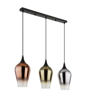 Lavus Bar Pendant Ceiling Light Matt Black Copper Glass Shade 3x E27-2