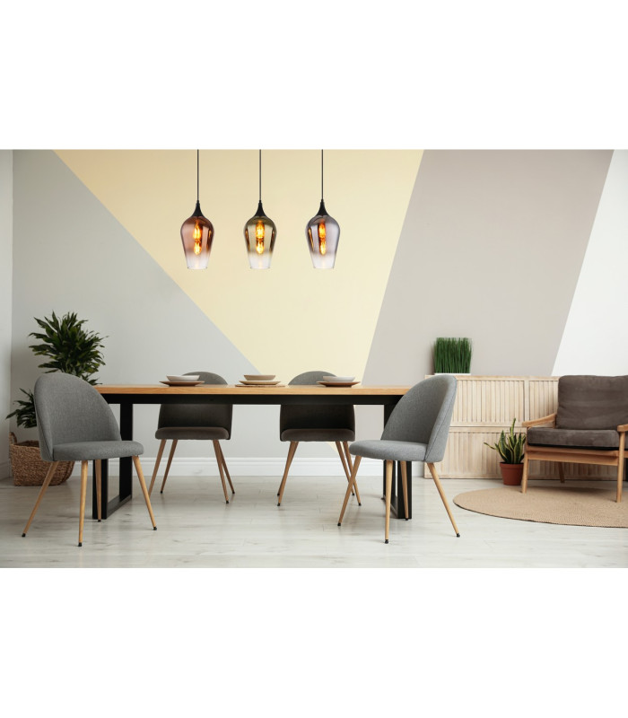Lavus Bar Pendant Ceiling Light Matt Black Copper Glass Shade 3x E27-5