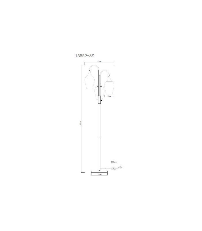 Lavus Multi Arm Floor Lamp Matt Black Glass Shade 3x E27-6