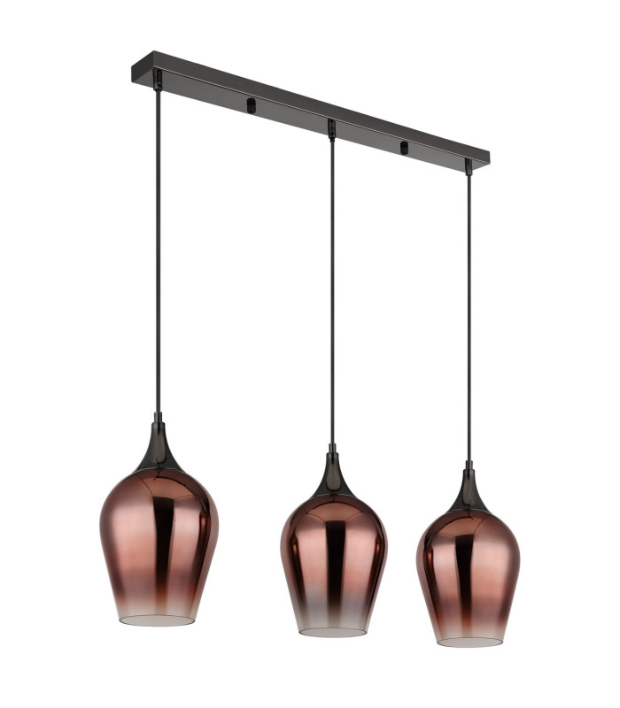 Lavus Bar Pendant Ceiling Light Gunmetal Red Glass Shade 3x E27-2